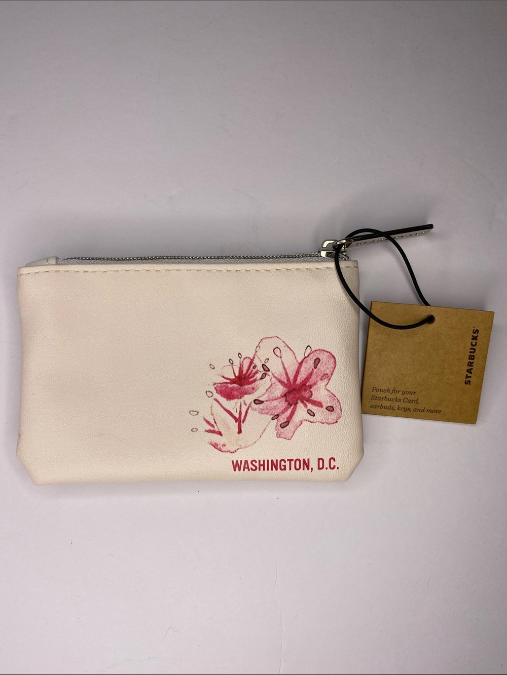 NWT Starbucks Washington, D.C. Card Pouch with Pink Floral Design